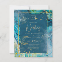 Boda de resumen de Peacock Blue Gold INK