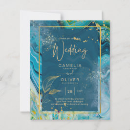 Lámina Boda de resumen de Peacock Blue Gold INK