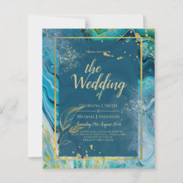 Lámina Boda de resumen de Peacock Blue Gold INK