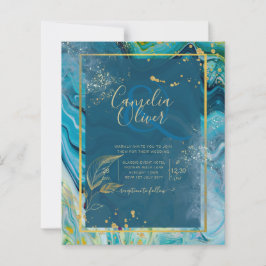 Lámina Boda de resumen de Peacock Blue Gold INK