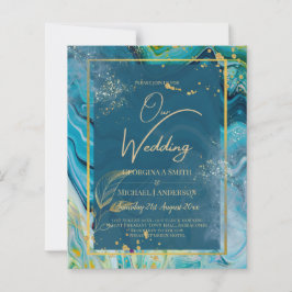 Lámina Boda de resumen de Peacock Blue Gold INK