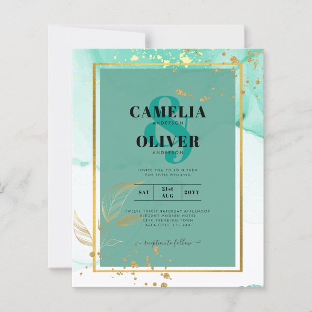 Lámina Boda de resumen de tinta de tinta de alcohol de co (Anverso)