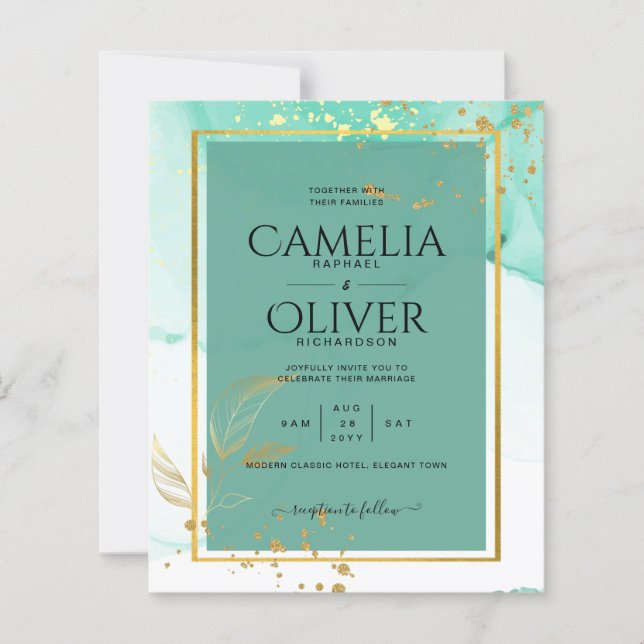 Lámina Boda de resumen de tinta de tinta de alcohol de co (Anverso)