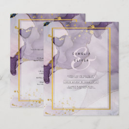 Lámina Boda de resumen de tinta para alcohol púrpura y po