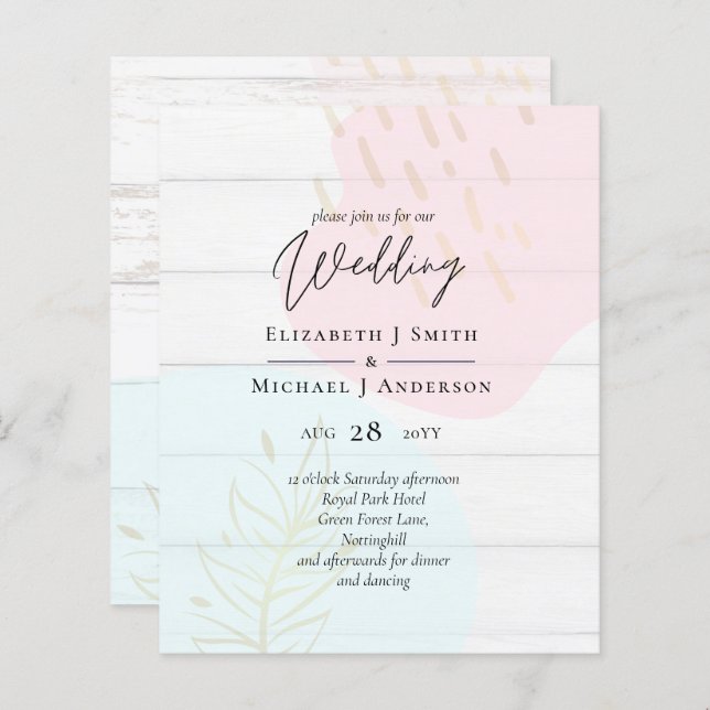 Lámina Boda de resumen moderno japonés escandinavo (Anverso / Reverso)