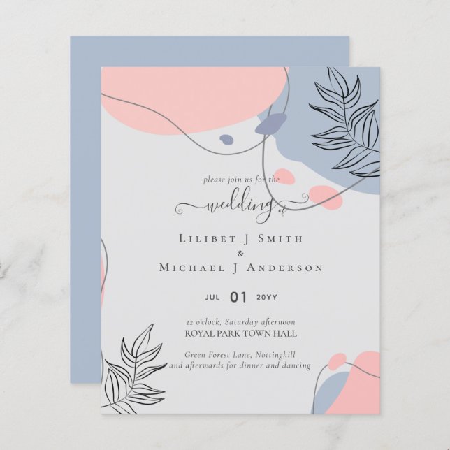 Lámina Boda de resumen moderno japonés escandinavo (Anverso / Reverso)