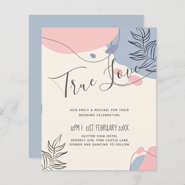 Lámina Boda de resumen moderno japonés escandinavo (Anverso / Reverso)