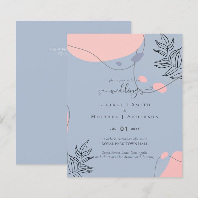 Lámina Boda de resumen moderno japonés escandinavo (Anverso / Reverso)