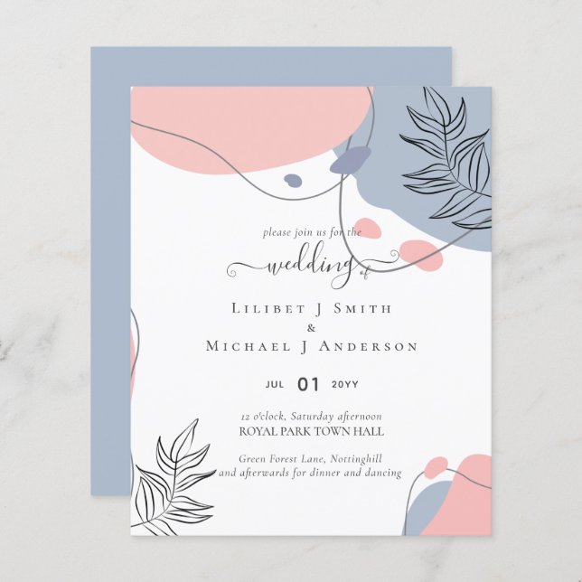 Lámina Boda de resumen moderno japonés escandinavo (Anverso / Reverso)