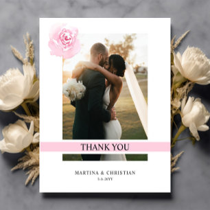 Lámina Boda de rosas rosadas de presupuesto Gracias tarje