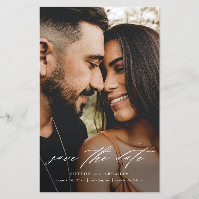 Lámina Boda de script de presupuesto Foto Guardar la fech (Anverso)