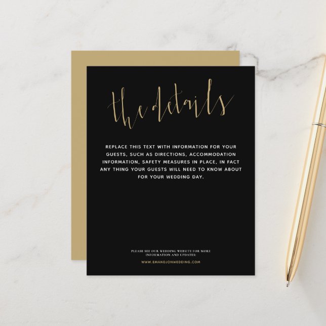 Lámina Boda de script elegante de presupuesto detalles ne (Anverso/Reverso In Situ)