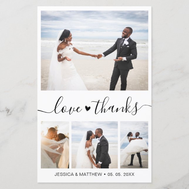 Lámina Boda de script elegante de presupuesto. Gracias (Anverso)