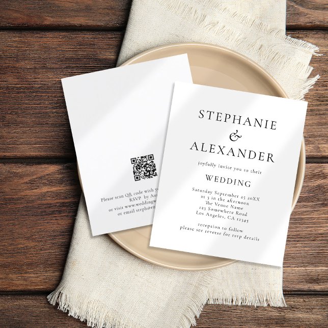 Lámina Boda de texto simple presupuesto Invitación blanca (Subido por el creador)