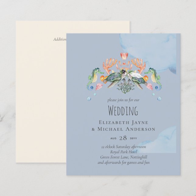 Lámina Boda de tortuga marina con novia y novio (Anverso / Reverso)