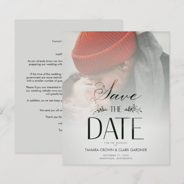 Lámina Boda de transparencia moderna de lujo de presupues (Anverso / Reverso)