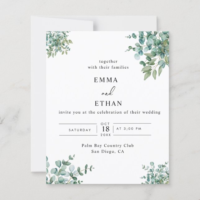 Lámina boda de vegetación de eucalipto (Anverso)