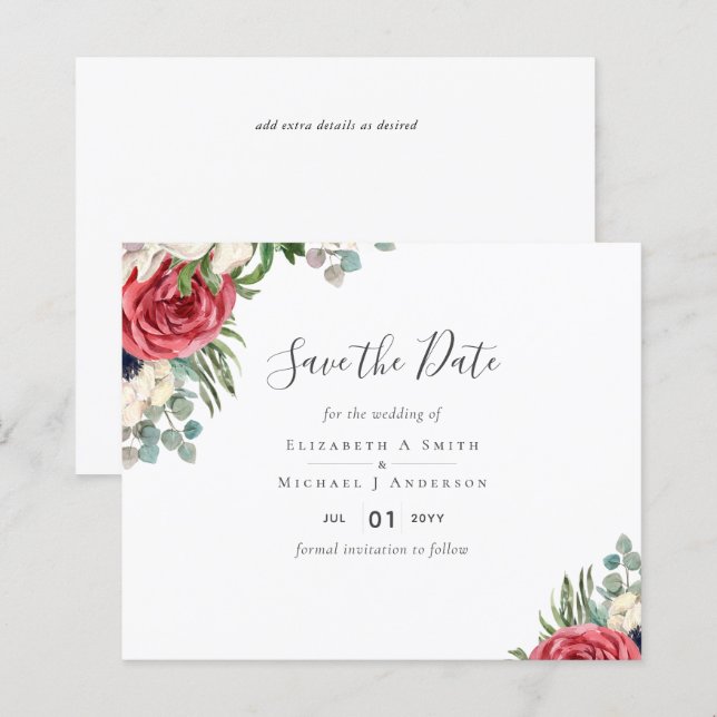 Lámina Boda de vegetación de eucalipto floral de la marin (Anverso / Reverso)