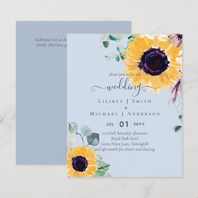 Lámina Boda de verano de girasoles Eucalyptus Greenerener (Anverso / Reverso)