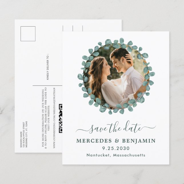 Lámina Boda de verde de presupuesto Código QR Guardar la  (Anverso / Reverso)