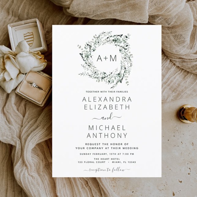 Lámina Boda de verde esmeralda monograma de presupuesto (Subido por el creador)