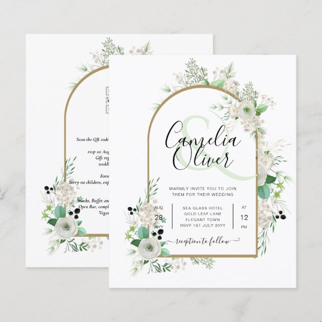 Lámina Boda de Verdor de Rosas Blancas Esmeraldas (Anverso / Reverso)