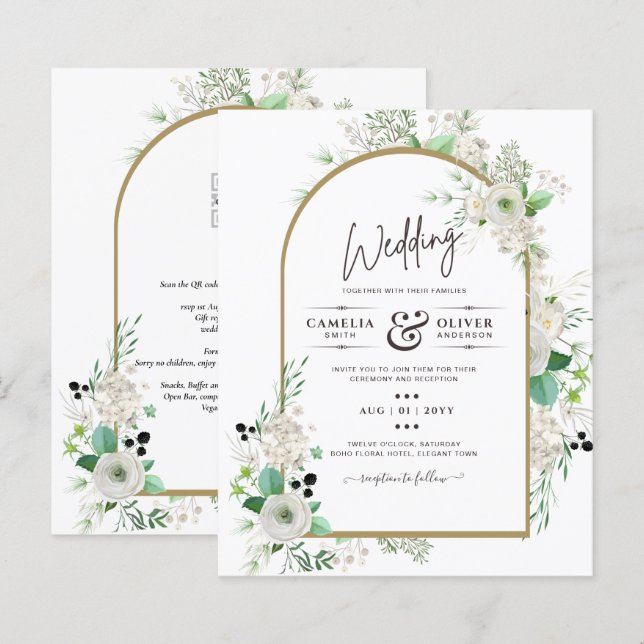 Lámina Boda de Verdor de Rosas Blancas Esmeraldas (Anverso / Reverso)