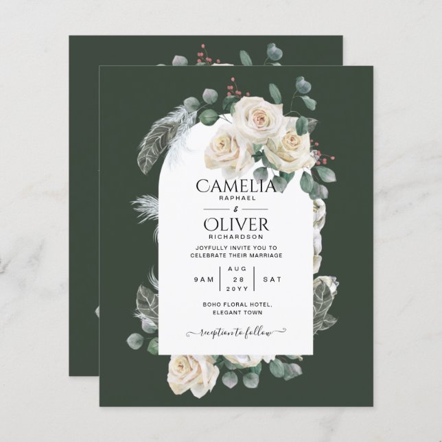 Lámina Boda de Verdor de Rosas Blancas Esmeraldas (Anverso / Reverso)