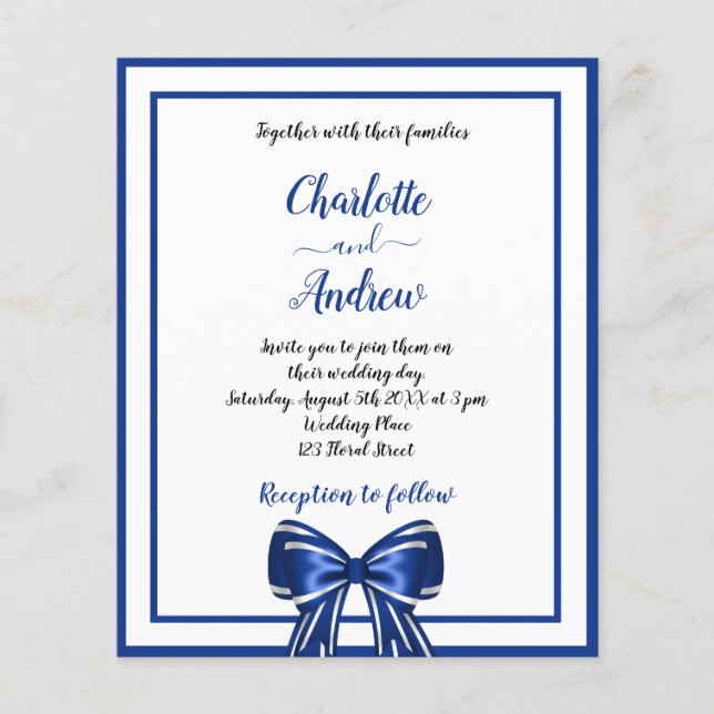 Lámina Boda del arco elegante azul azul real del presupue (Anverso)