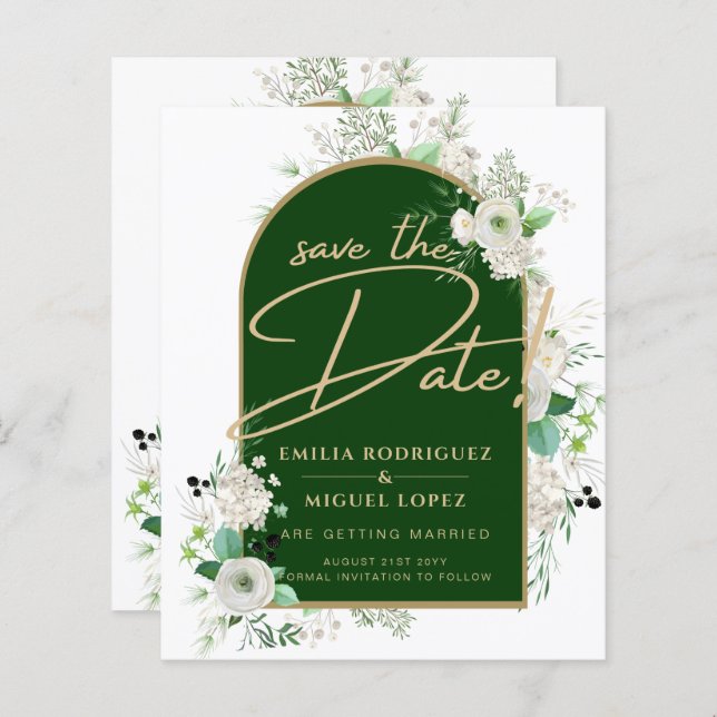 Lámina Boda del Arco Verde Esmeralda de Rosas Blancas (Anverso / Reverso)