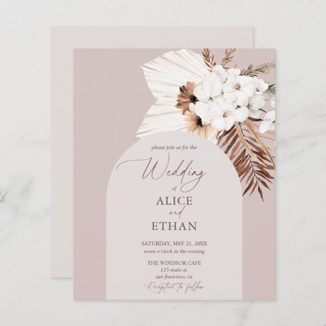 Lámina Boda del Boho Dried Palm deja el presupuesto (Anverso / Reverso)