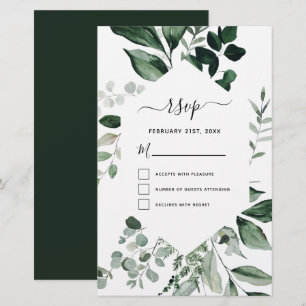 Lámina Boda del follaje de vegetación botánica RSVP de pr