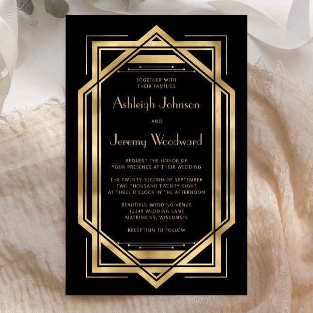 Lámina Boda del marco de deco dorado negro de presupuesto (Subido por el creador)