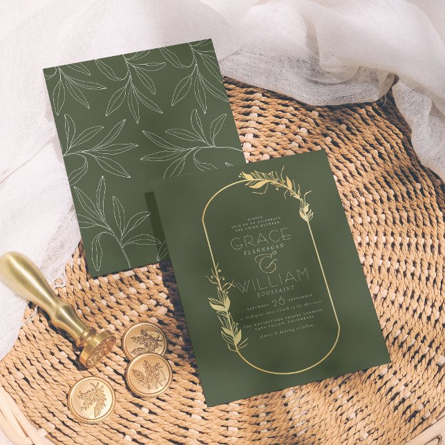 Lámina Boda del marco de oro botánico verde de sabio para (Subido por el creador)