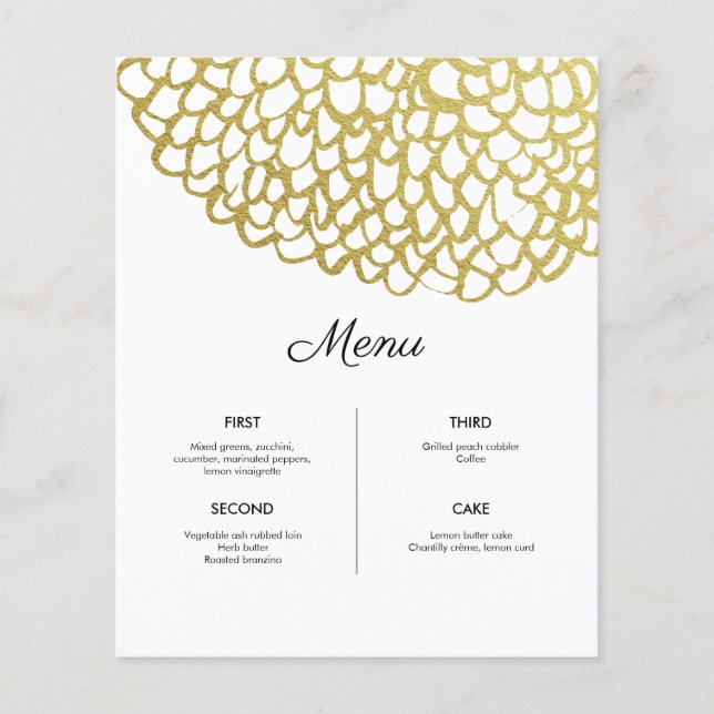 Lámina Boda del patrón de Petal dibujado a mano con oro (Anverso)