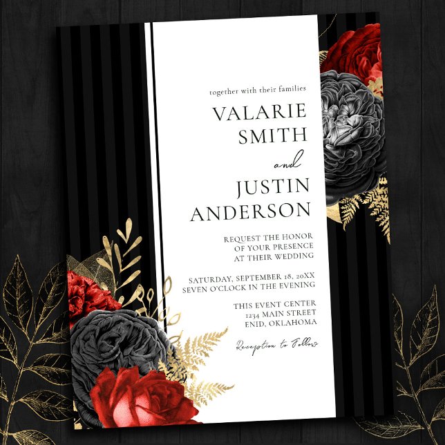 Lámina Boda del presupuesto floral gótico rojo y negro (Subido por el creador)