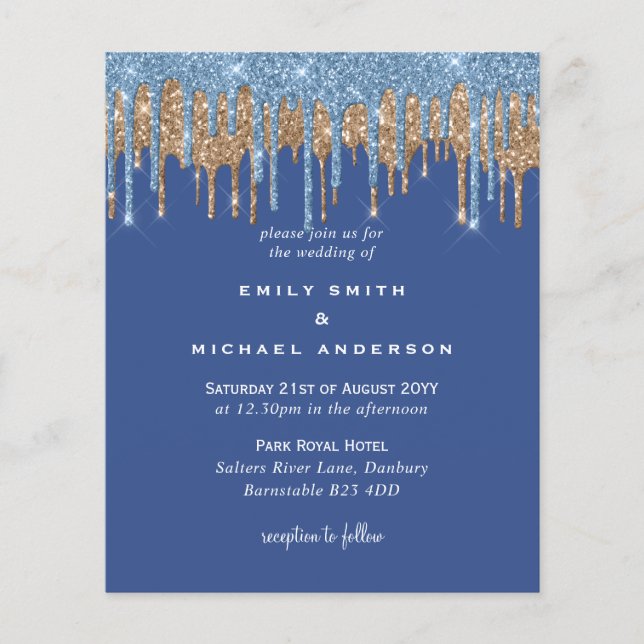 Lámina Boda del Purpurina de desprendimiento de oro azul  (Anverso)