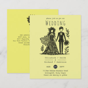 Lámina Boda dibujada a mano Personalizado Bride Groom Ama
