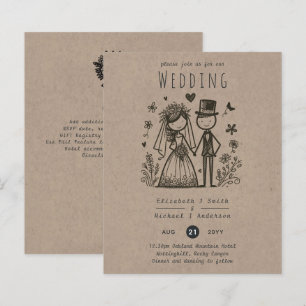 Lámina Boda divertida Personalizado Bride Groom Handdraw