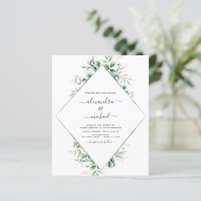 Lámina Boda elegante de Eucalyptus Greenery (Anverso de pie)