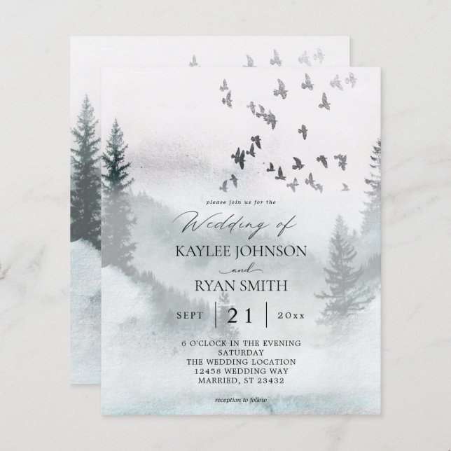 Lámina Boda en el Bosque de la Naturaleza y las Aves con  (Anverso / Reverso)