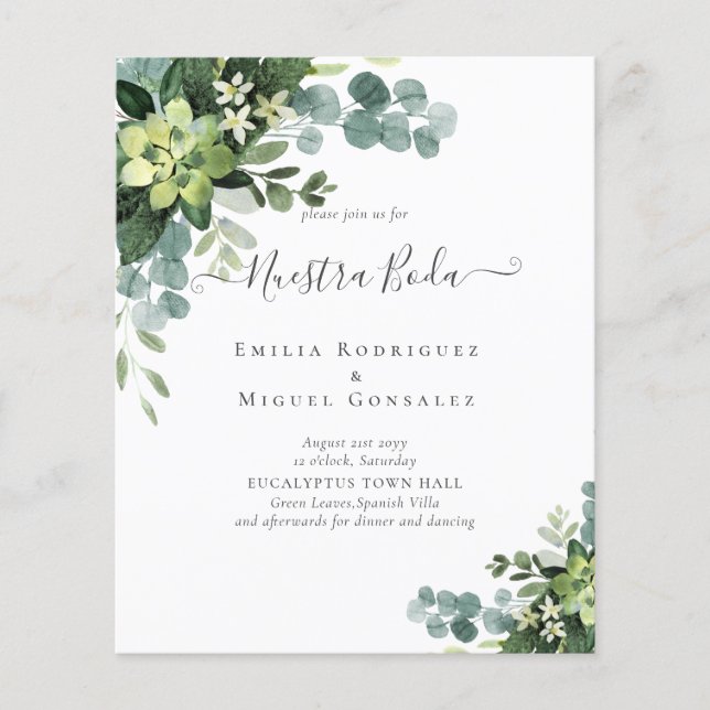 Lámina Boda español NUESTRA BODA Eucalyptus Greenerenery (Anverso)
