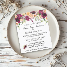 Lámina Boda española Borgoña Rosa Rubor Presupuesto flora