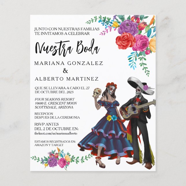 Lámina Boda Española Nuestra Boda Día de Muertos (Anverso)
