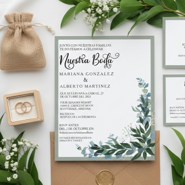 Lámina Boda Española Nuestra Boda RSVP Eucalipto (Subido por el creador)
