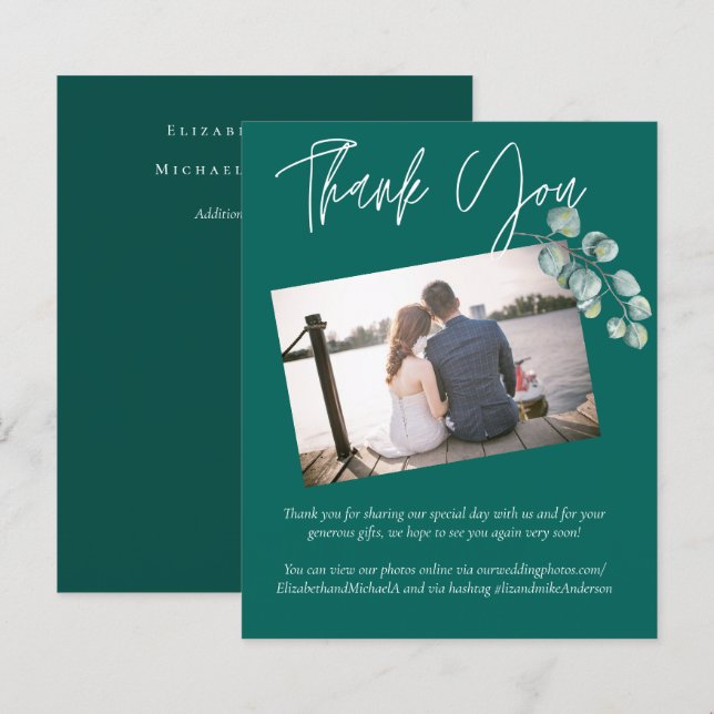 Lámina Boda EUCALYPTUS blanco de bajo presupuesto VERDE A (Anverso / Reverso)