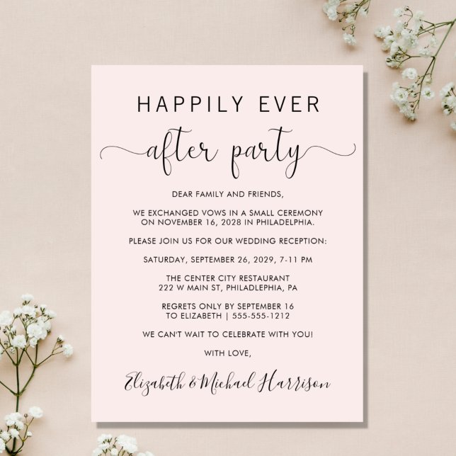 Lámina Boda Feliz Nunca Después De Una Invitación Fiesta  (An affordable wedding announcement + reception invitation without compromising on quality or design)