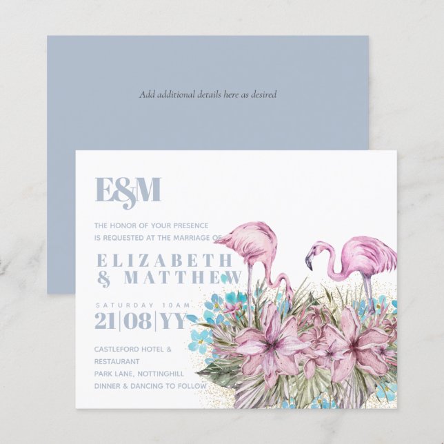 Lámina Boda Flamingos Tropical (Anverso / Reverso)