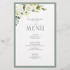 Lámina Boda floral acuarela elegante blanco gris verde