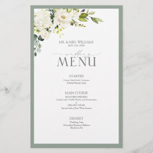 Lámina Boda floral acuarela elegante blanco gris verde
